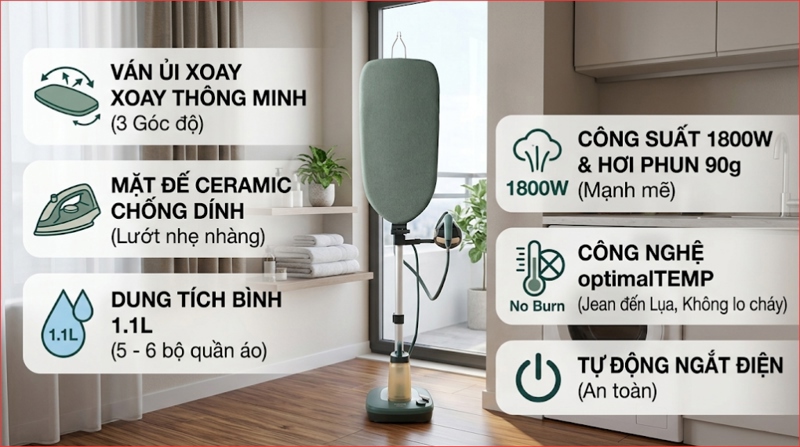 Bàn ủi hơi nước đứng Philips AIS6020/70 1800W