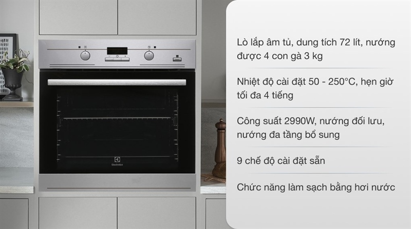 Lò nướng âm Electrolux EOB3434BOX thiết kế âm tủ hiện đại