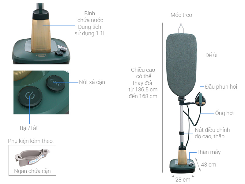 Bàn ủi hơi nước đứng Philips AIS6020/70 1800W - Ảnh 5