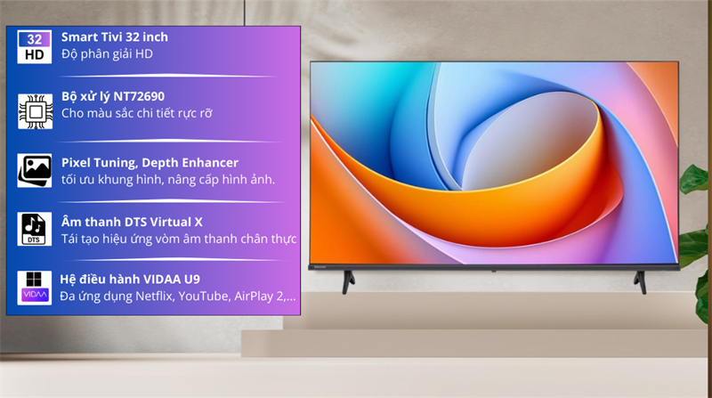 Smart Tivi Hisense 32 inch 32A4Q thiết kế tinh tế