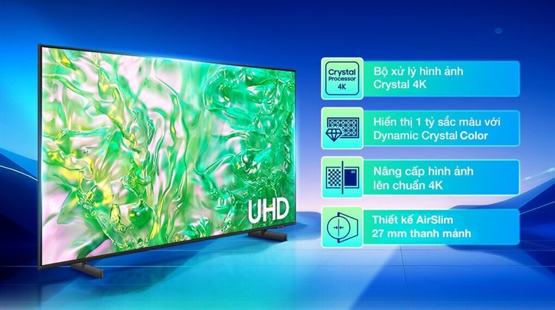 Smart Tivi Samsung 43 inch UA43DU8000 thiết kế AirSlim mỏng nhẹ