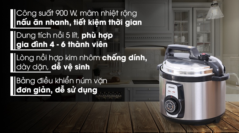 Nồi áp suất điện Philips HD2103/66 thiết kế hiện đại