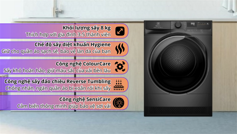 Máy sấy bơm nhiệt Electrolux UltimateCare 8 kg EDH803J5SC 2024 sang trọng