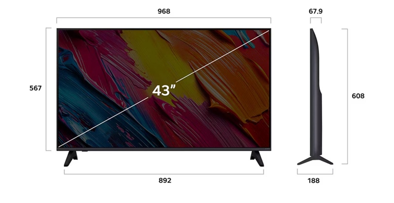 Smart Tivi LG QNED AI 4K 43 Inch 43QNED70ASA 2025 - Thiết kế