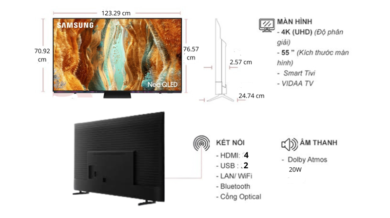 Smart Tivi Neo QLED Samsung AI 4K 55 inch QA55QN70F 2025 - Việt Nam - Ảnh 5