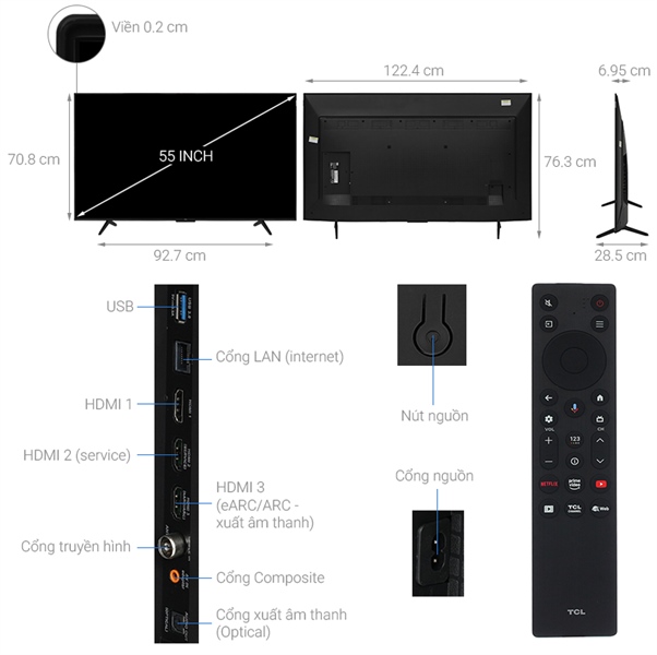 Tiện ích điều khiển giọng nói trên TCL 55P7K