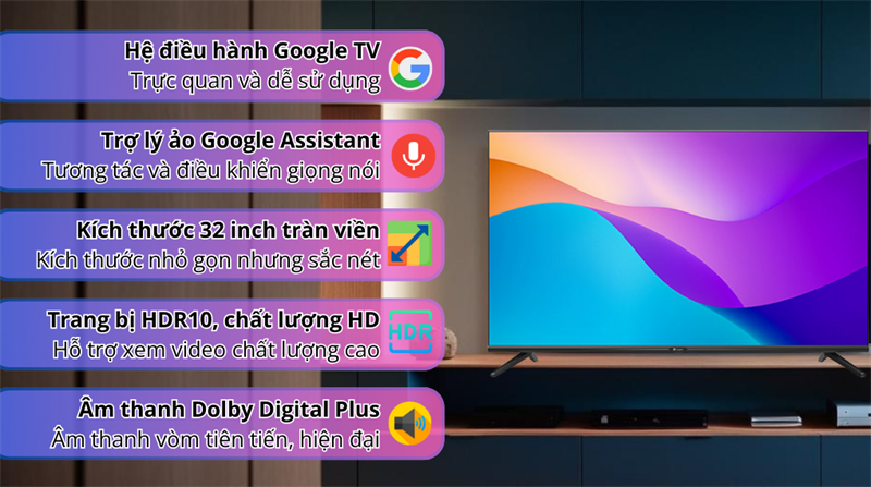 Google Tivi Casper 32 inch 32HGK610 thiết kế sang trọng