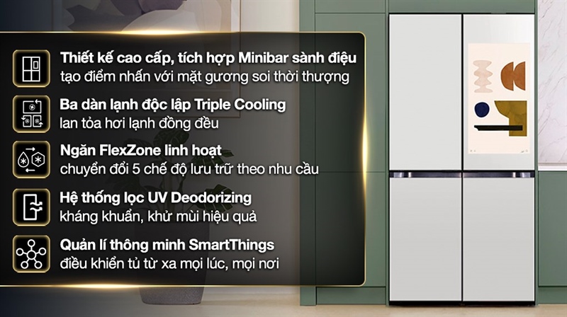 Tủ lạnh Samsung Bespoke thiết kế gương sang trọng