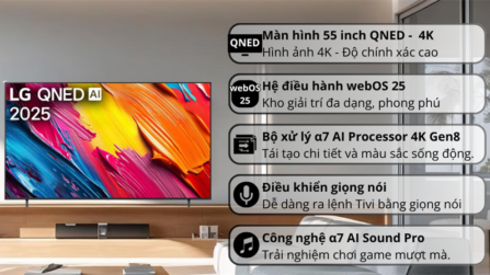 Smart Tivi LG QNED AI 4K 55 Inch 55QNED70ASA 2025 - INDONESIA (TM.10T)