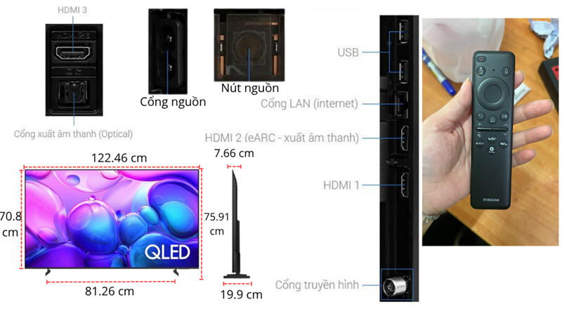 Cổng kết nối đa dạng trên Smart Tivi QLED Samsung
