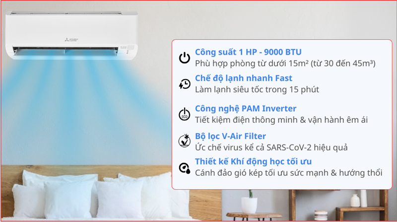 Máy lạnh Mitsubishi Inverter 1 HP MSY/MUY-JA25VF 2026 - Thái Lan