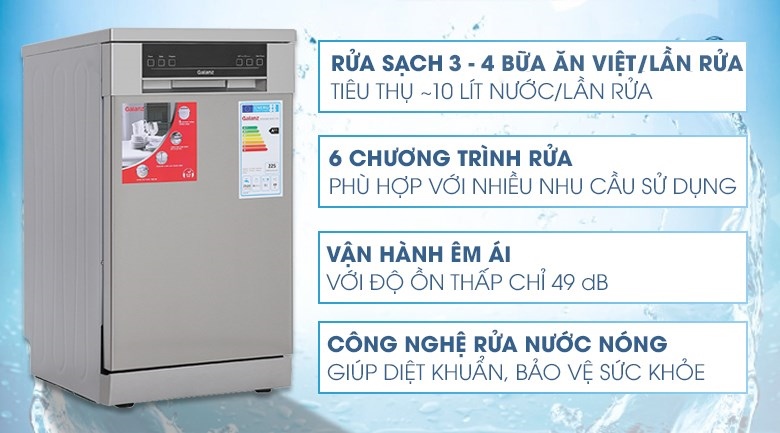 Máy rửa chén độc lập Galanz W45A3A401M-0E1 thiết kế thép không gỉ sang trọng