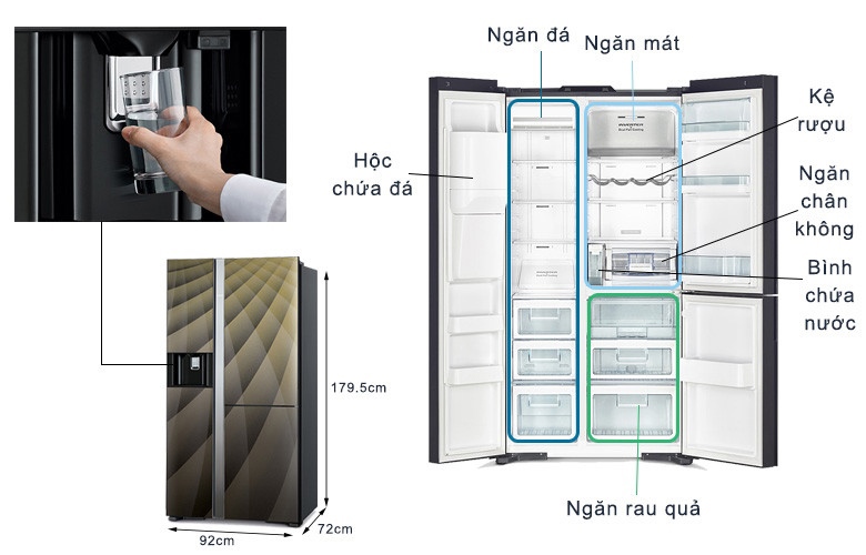 Tủ Lạnh Hitachi Inverter 569 Lít R-FM800XAGGV9X (DIA) MÀU VÀNG - Ảnh 5