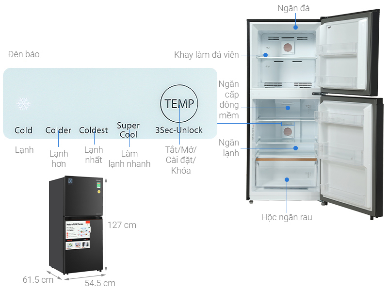 Tủ lạnh Toshiba 182 lít phù hợp gia đình nhỏ