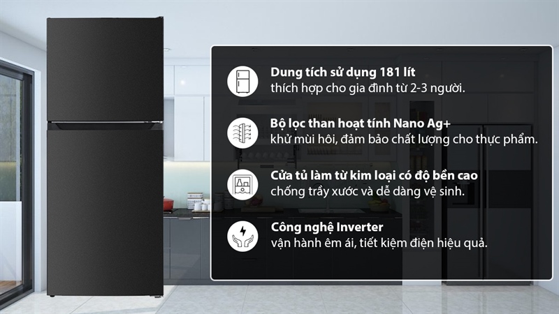Tủ lạnh Sharp Inverter 181 lít SJ-X198V-DG thiết kế nhỏ gọn