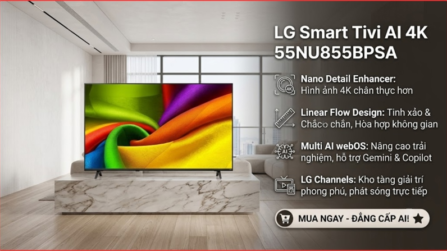 Smart Tivi LG AI 4K 55 inch 55NU855BPSA 2026 - Indonesia