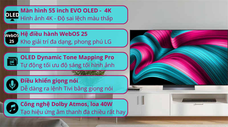 Smart Tivi OLED evo LG 55 inch thiết kế sang trọng