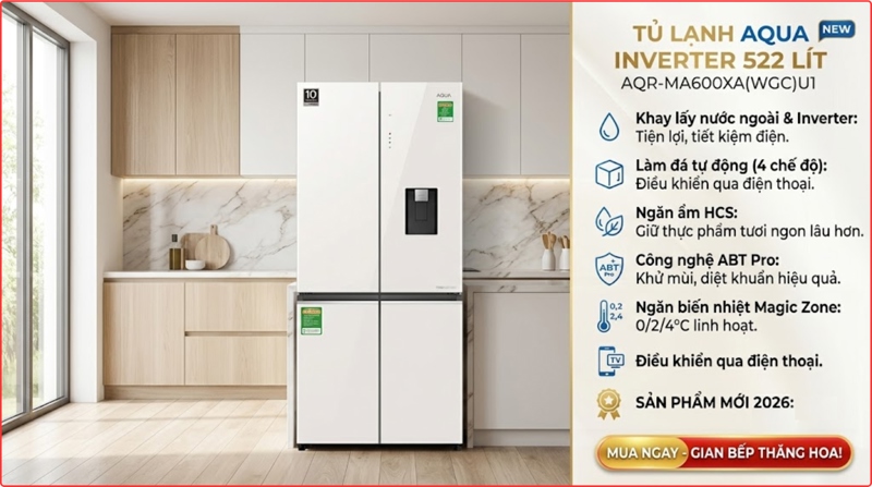 Tủ lạnh Aqua Multi Door 2025 sang trọng