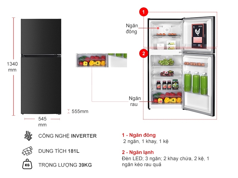 Khay kính cường lực bền bỉ trên tủ lạnh Sharp