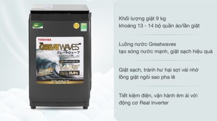 Máy giặt Toshiba Inverter 9 kg AW-DK1000FV(KK) - THÁI LAN