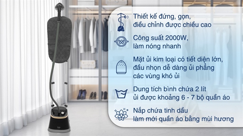 Bàn ủi hơi nước đứng Philips STE3170/80 - Thiết kế hiện đại công suất 2000W