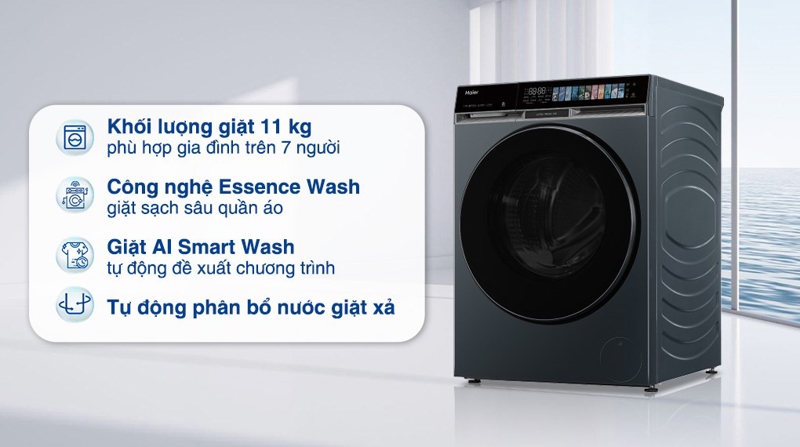 Máy giặt Haier X9 Inverter 11 kg thiết kế sang trọng