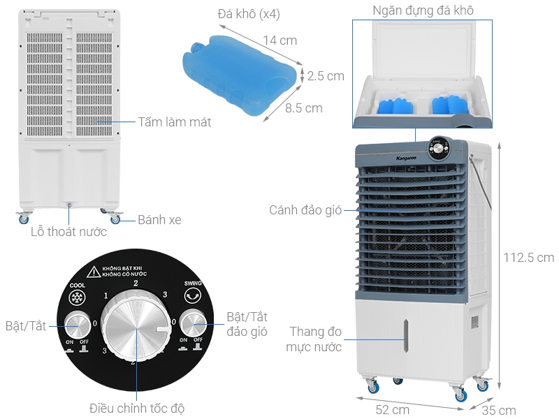 Quạt điều hòa Kangaroo KG50F103 - Bảng điều khiển trực quan và thiết kế tinh tế