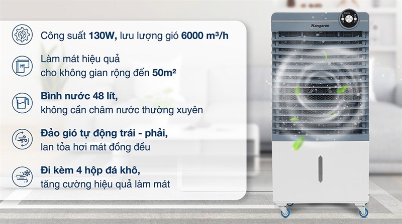 Quạt điều hòa Kangaroo KG50F103 - Thiết kế hiện đại sang trọng làm mát phòng rộng 50m2