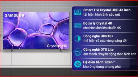 Smart Tivi Crystal UHD Samsung 4K 43 inch UA43U8550F 2025 - Việt Nam