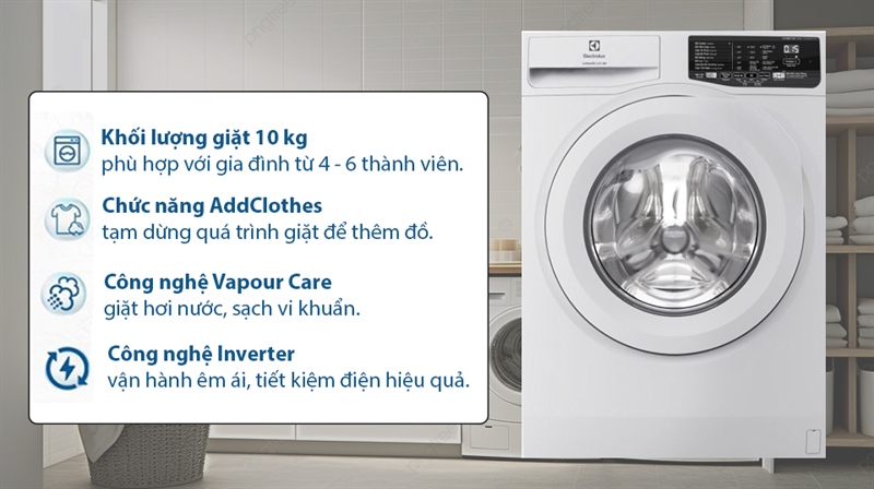 Máy giặt Electrolux Inverter 10 kg EWF1025DQWB - THÁI LAN