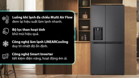 Tủ lạnh LG Inverter 641 lít Side By Side LSI63BLMA 2024 (N.19T)