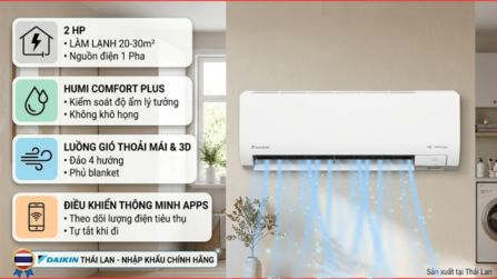 Máy lạnh Daikin Inverter 2 HP FTKM50AVMV 2026 - Thái Lan